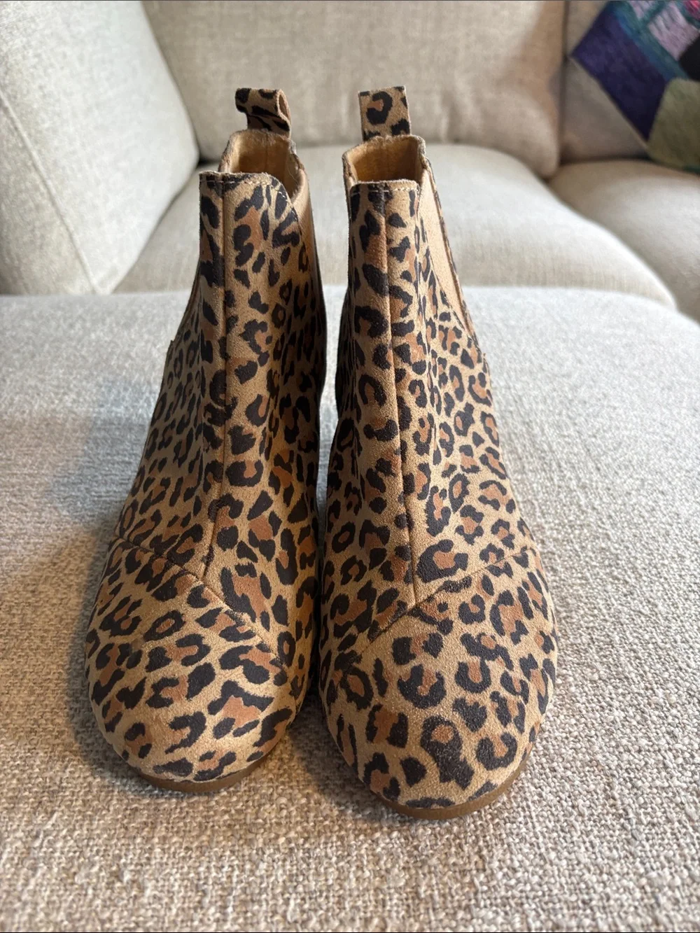 Toms Leopard Print Wedge Ankle Boots - Brown/Black